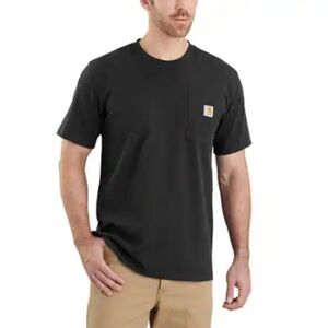 CARHARTT - Men’s Relaxed Fit Heavy Weight Short Sleeve Pocket T-Shirt, Black, XL